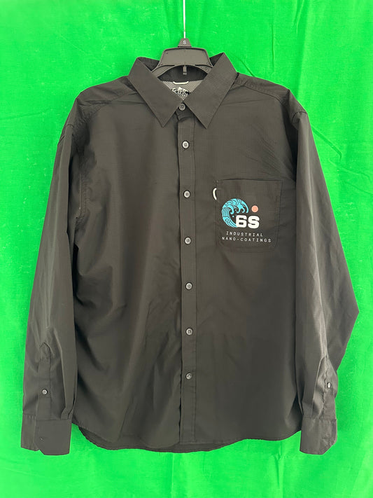 Custom embroidered button-down shirt with 6S Coatings powder coating logo on the pocket by Qwik Tees in DeLand FL 32724.