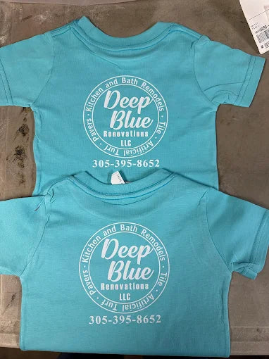 Embroidered work shirts designed for construction, renovation and trade companies, produced by Qwik Tees in DeLand, FL.