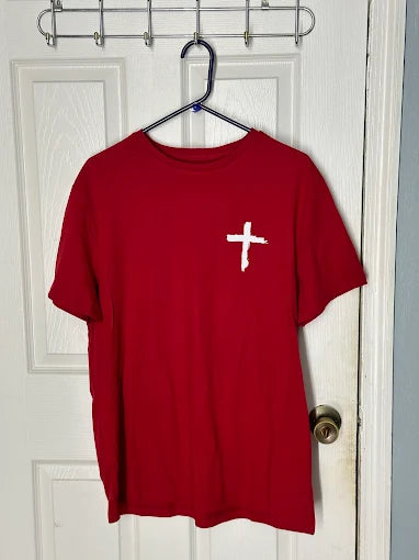 Custom screen-printed church t-shirts made for a local ministry in DeLand, Florida, showcasing vibrant colors and high-quality printing by Qwik Tees.